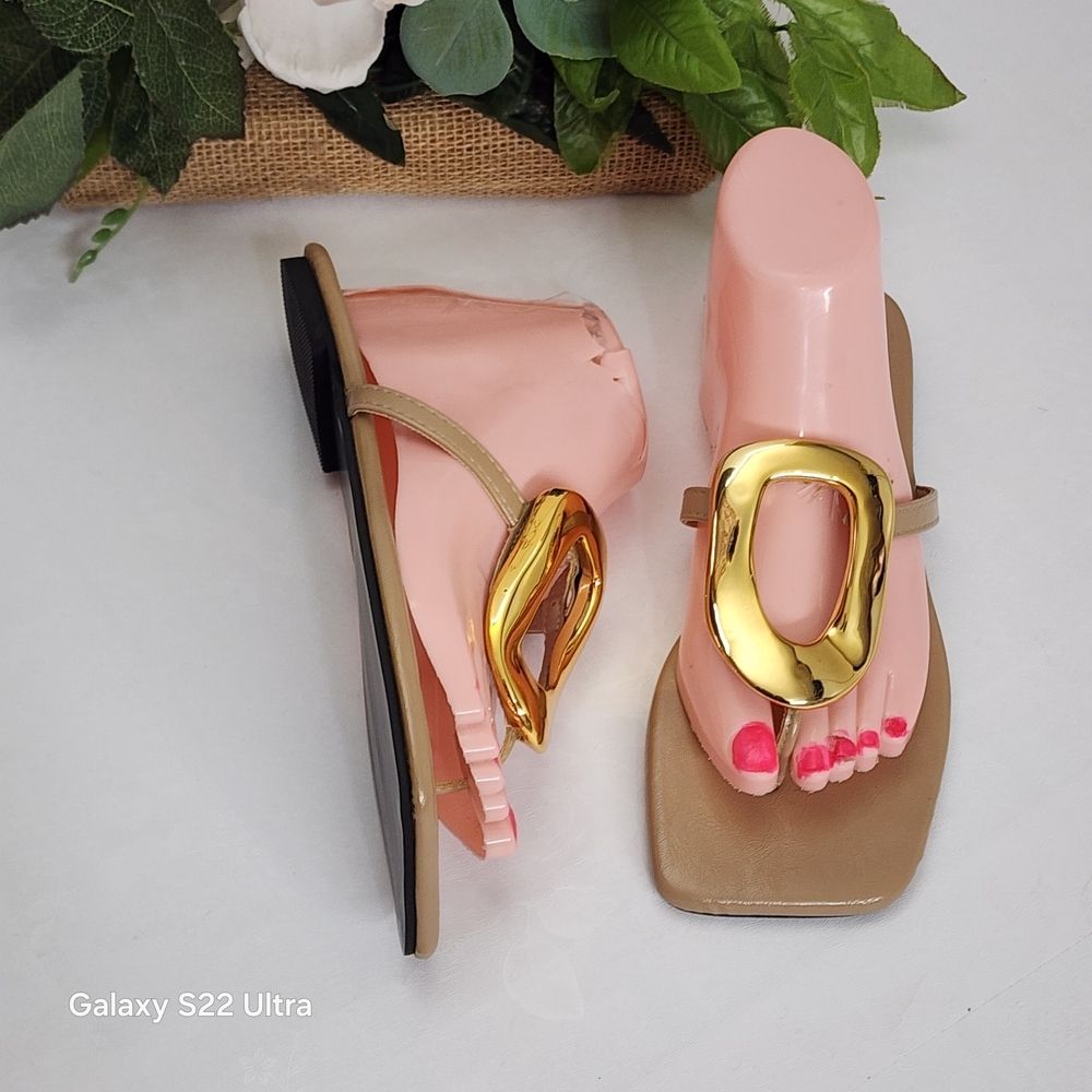 Elegant Gold and Tan Women's Sandals